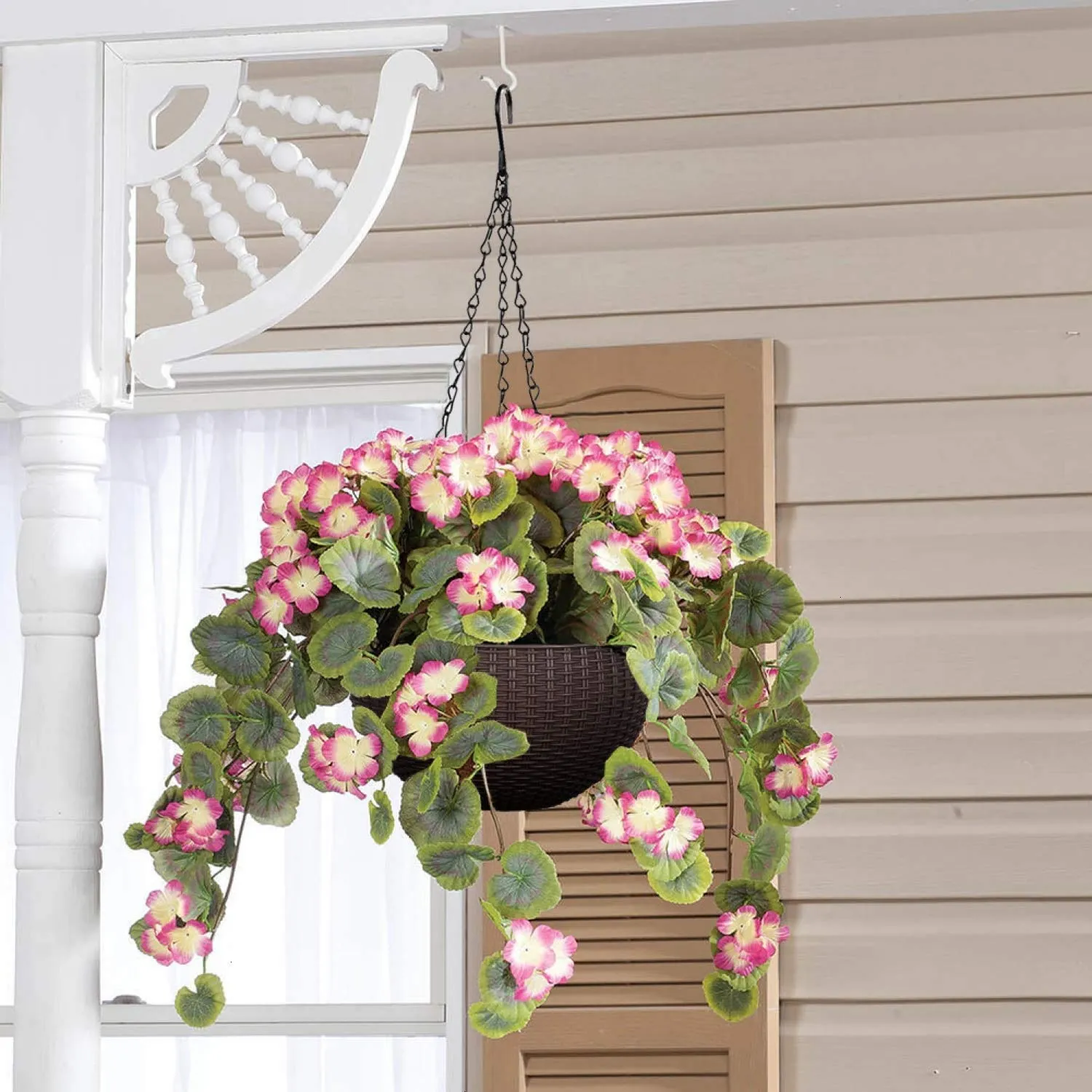 21 cm Violet Rattan Hanging Planter with Chain