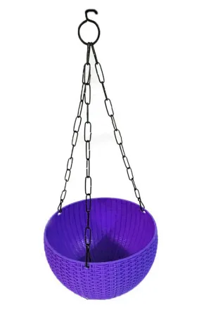 21 cm Violet Rattan Hanging Planter with Chain