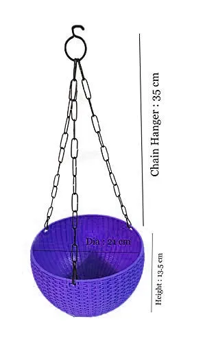 21 cm Violet Rattan Hanging Planter with Chain