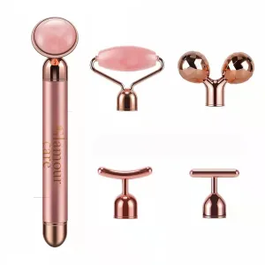 5-In-1 24K Gold Beauty Bar Face Massager Facial Gua Sha Jade Roller