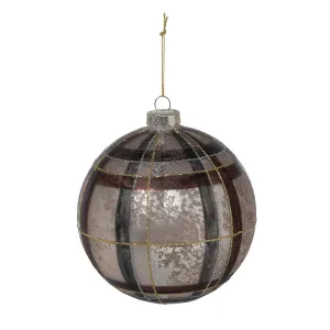 Cabin Plaid Glass Ball Ornament