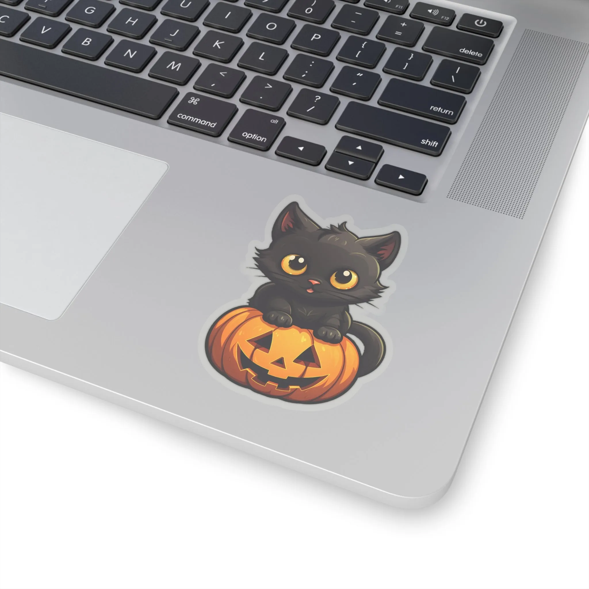 Celebrate Halloween with Black Cat and Pumpkin Sticker Fun