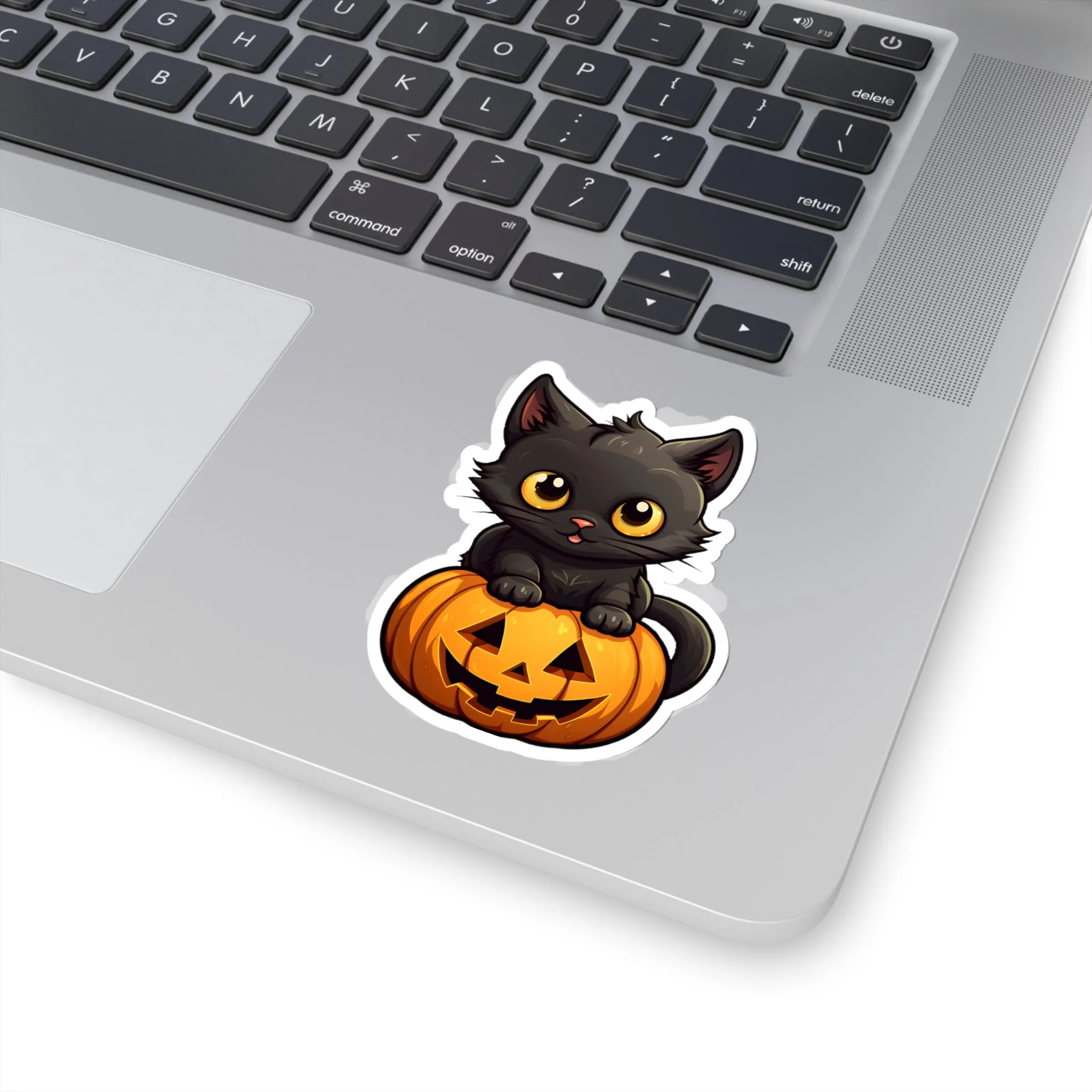 Celebrate Halloween with Black Cat and Pumpkin Sticker Fun
