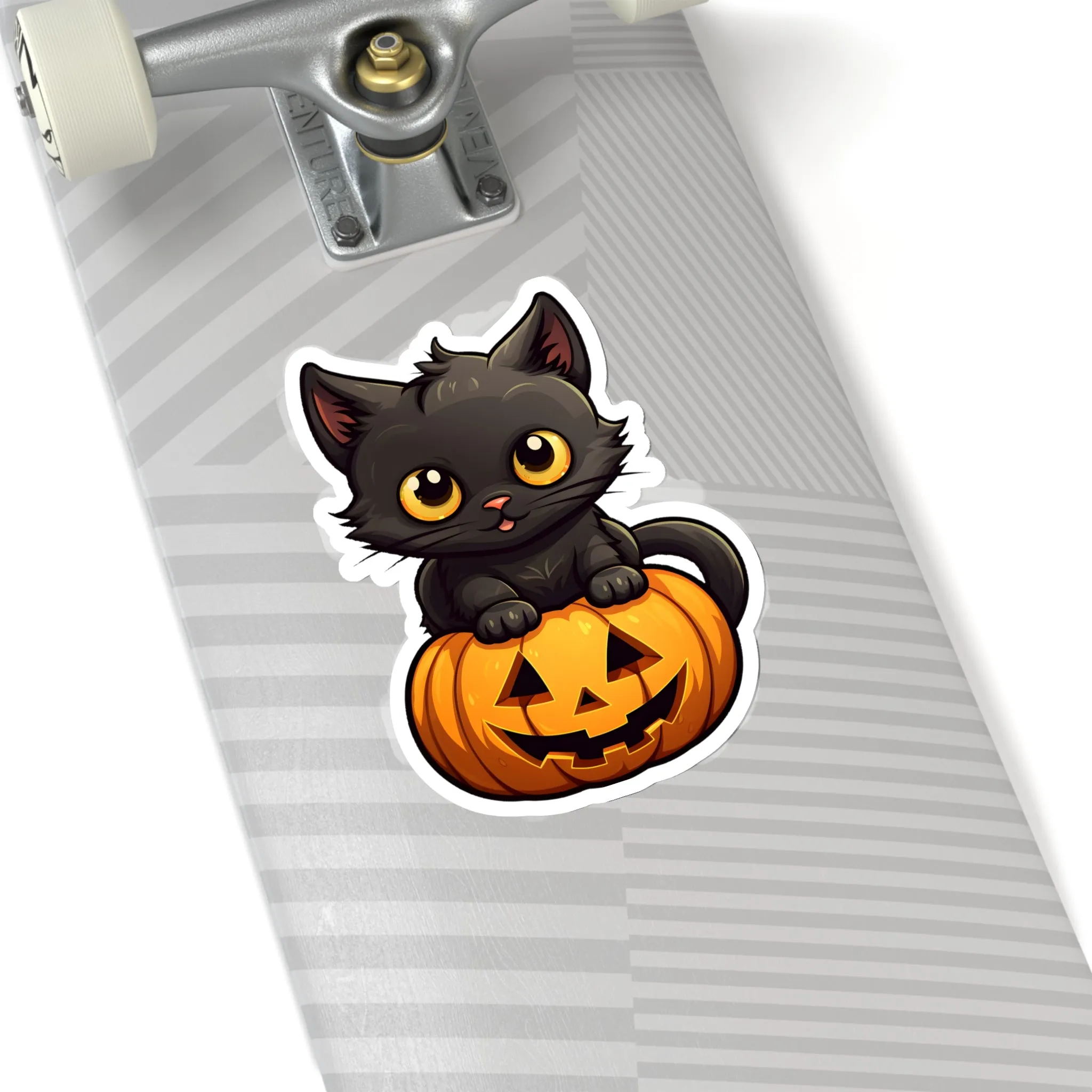 Celebrate Halloween with Black Cat and Pumpkin Sticker Fun