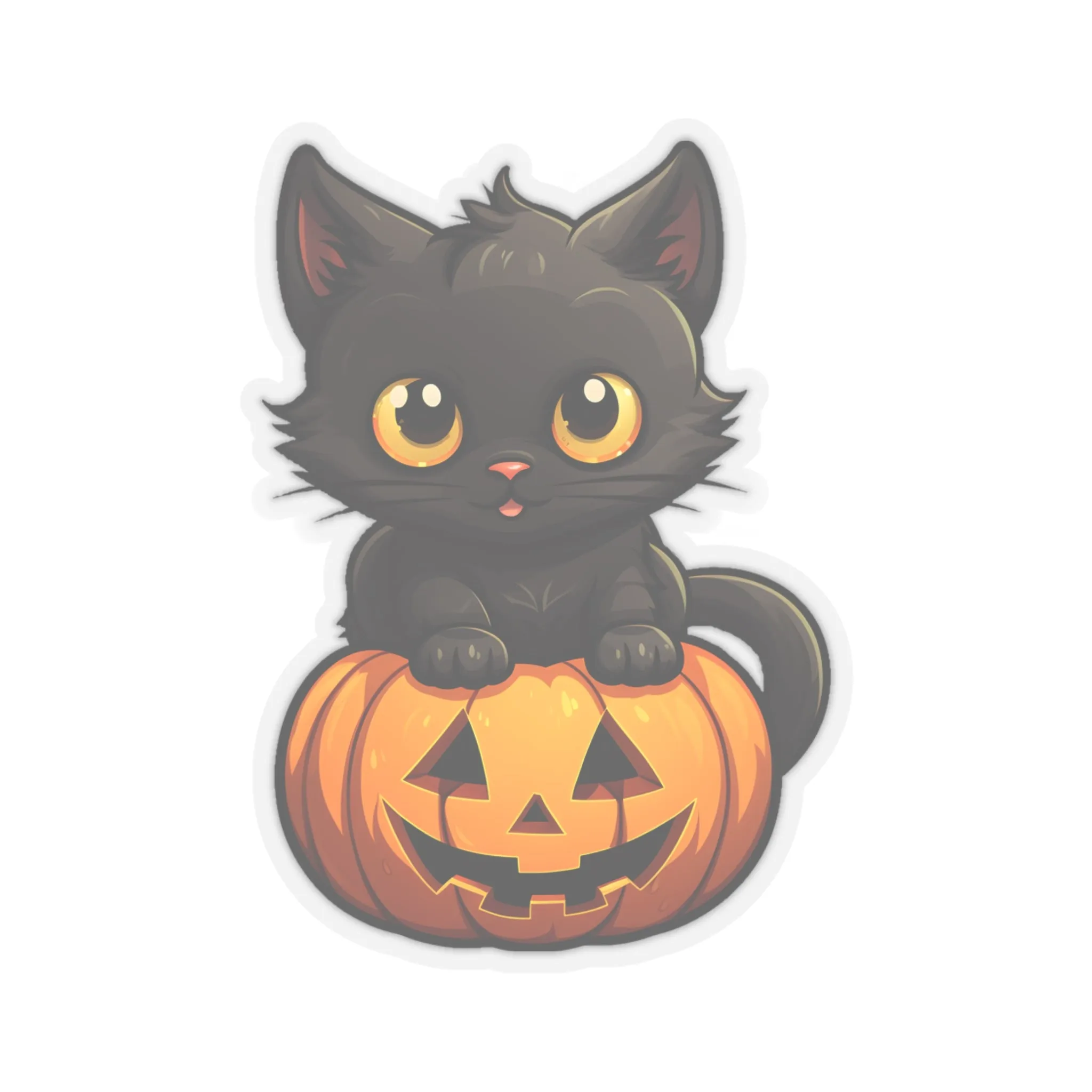 Celebrate Halloween with Black Cat and Pumpkin Sticker Fun