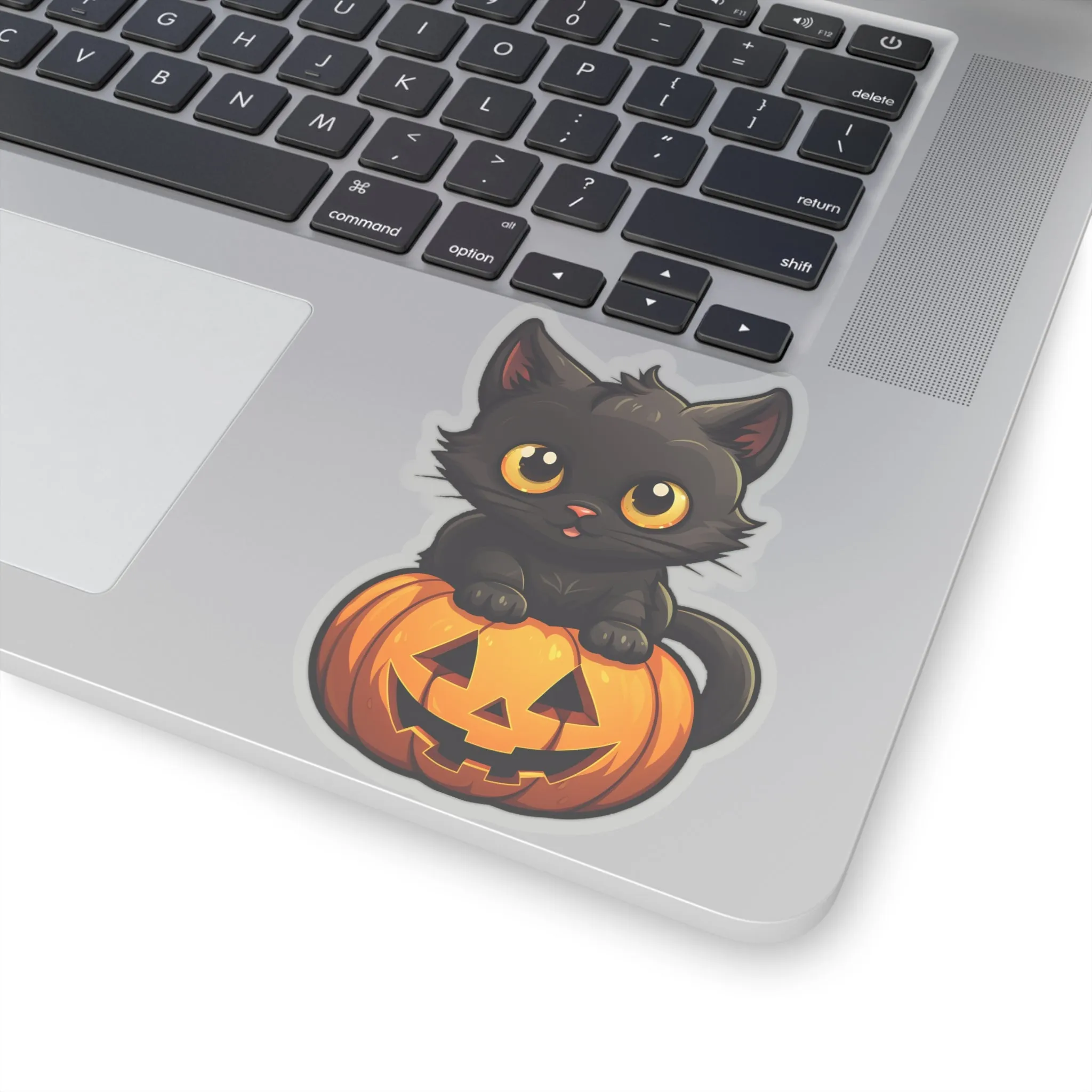 Celebrate Halloween with Black Cat and Pumpkin Sticker Fun