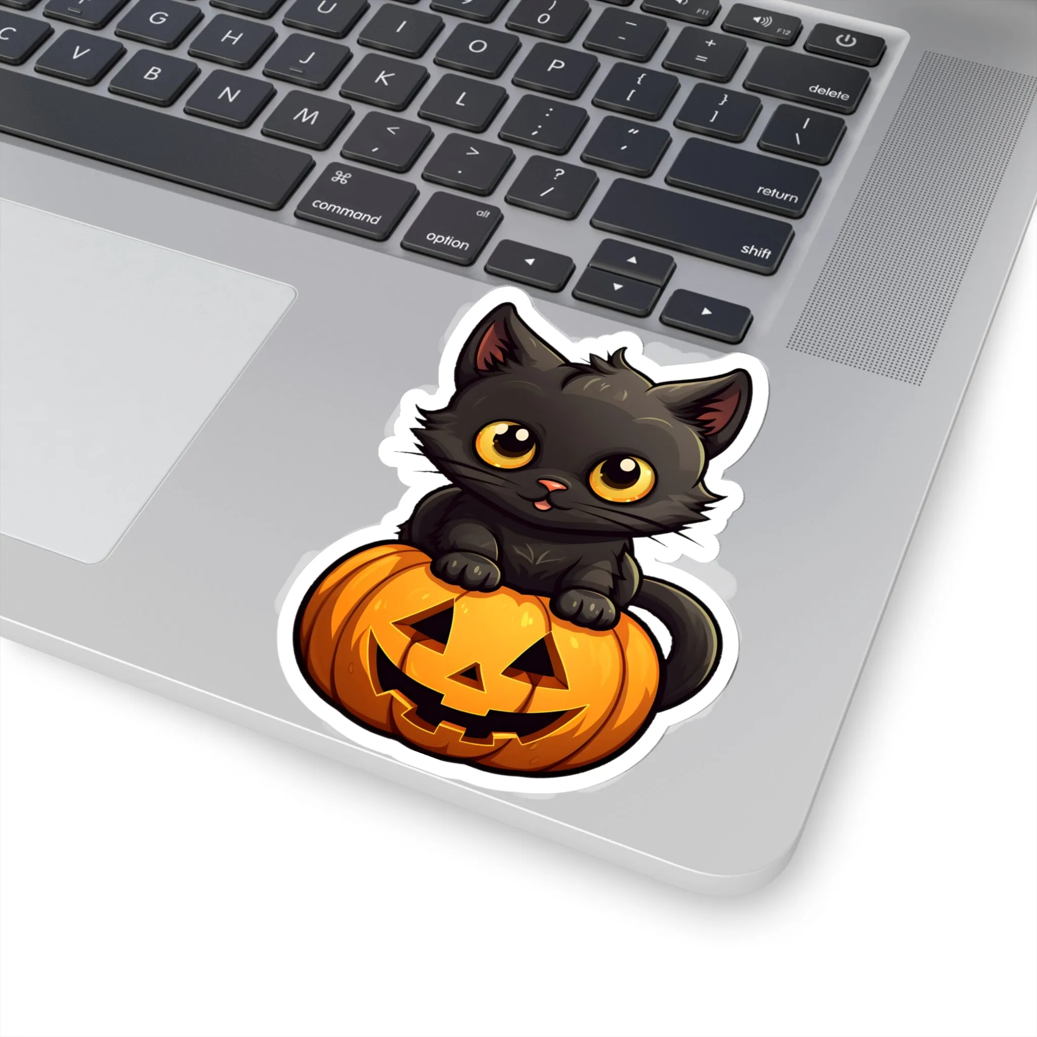 Celebrate Halloween with Black Cat and Pumpkin Sticker Fun