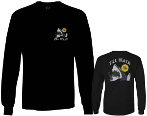 Front and Back Shark Summer Vibe Cool Graphic Surf Till Death Obei Society mens Long sleeve t shirt