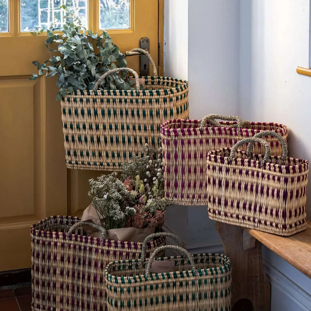 Green Woven Reed Basket