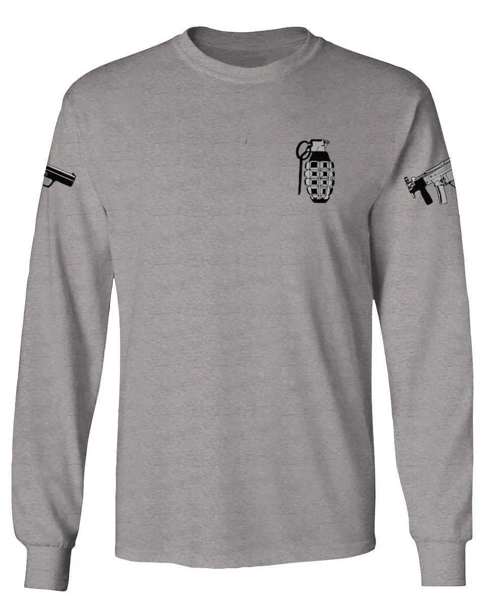 Grenade Guns Second Amendment American Rights Weapons Military mens Long sleeve t shirt
