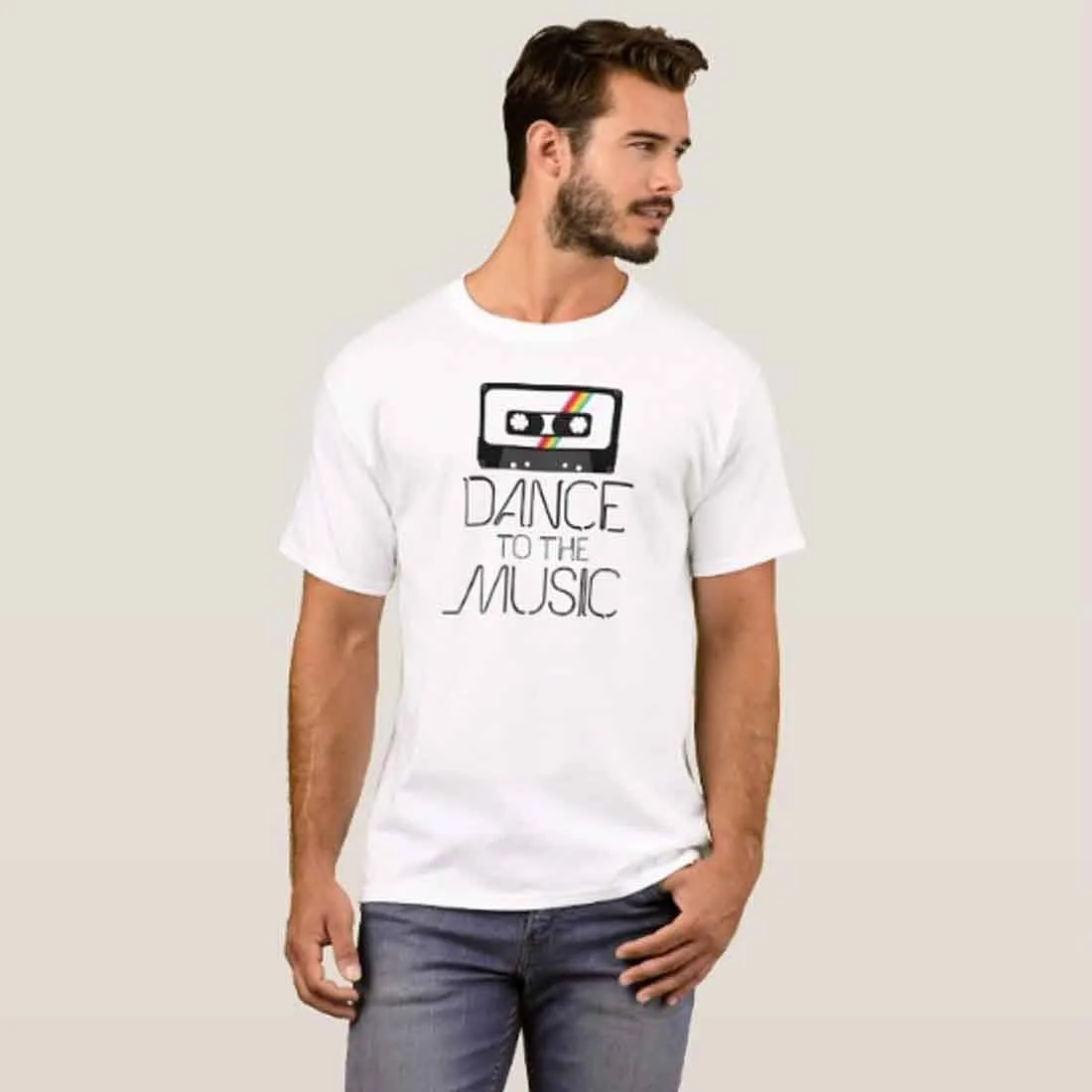 Nutcase Designer Round Neck Men's T-Shirt Wrinkle-Free Poly Cotton Tees - Dance to The Music