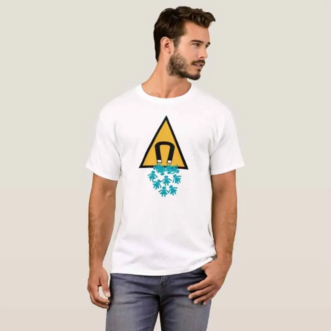 Nutcase Designer Round Neck Men's T-Shirt Wrinkle-Free Poly Cotton Tees - Magnet