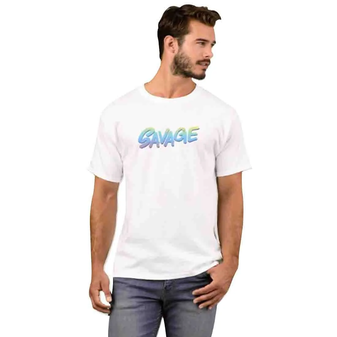 Nutcase Designer Round Neck Men's T-Shirt Wrinkle-Free Poly Cotton Tees - Savage