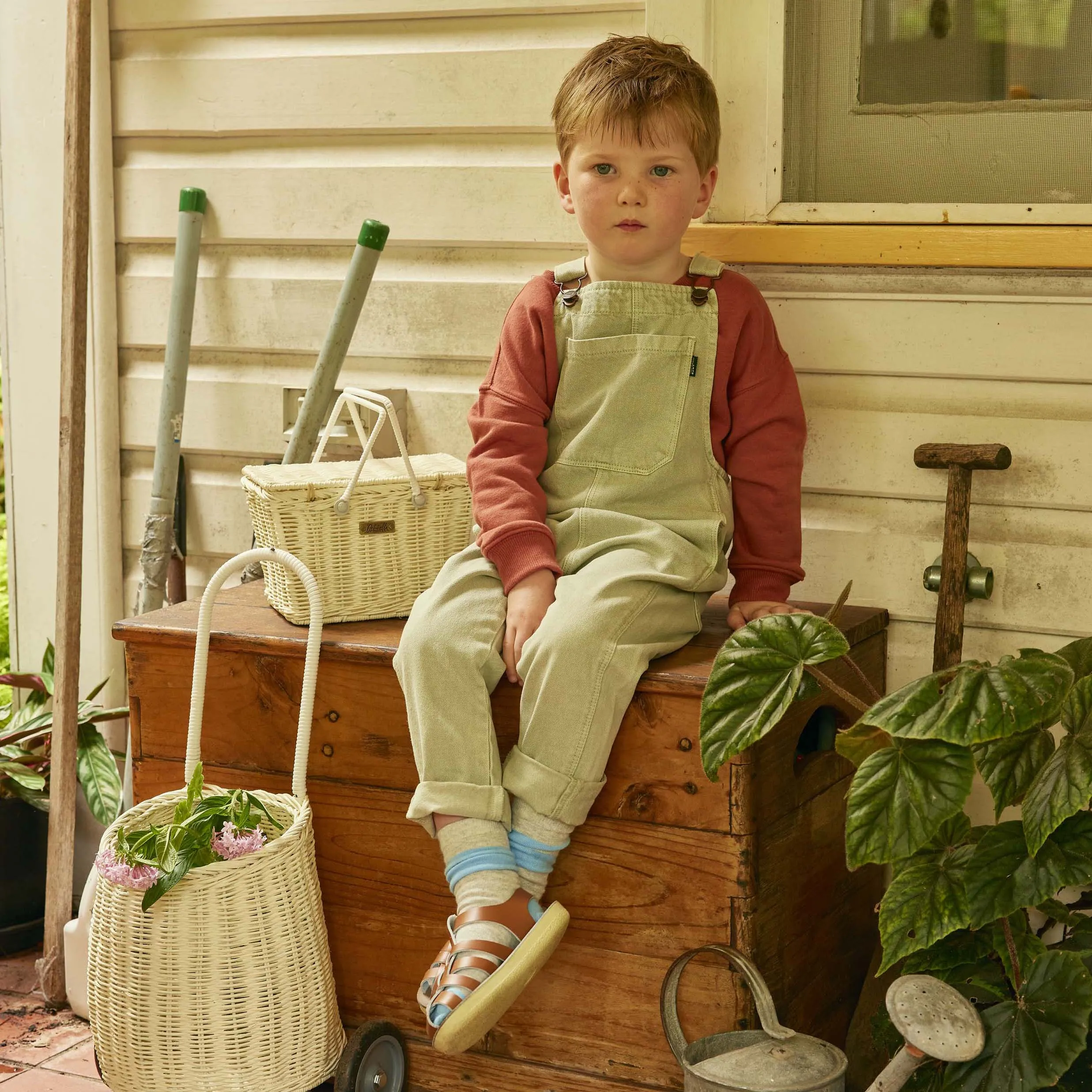 Olli Ella Rattan Luggy Basket - Chalk