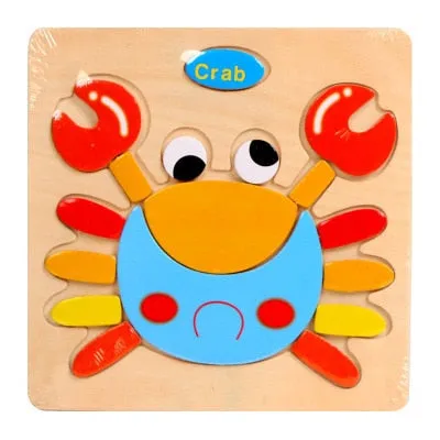 QWZ Baby Toys Wooden Puzzle Cute Cartoon Animal Intelligence Kids Educational Brain Teaser Children Tangram Shapes Jigsaw Gifts