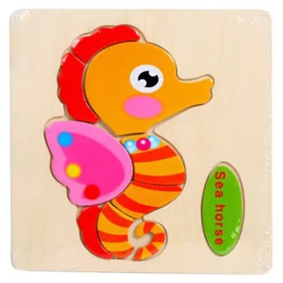 QWZ Baby Toys Wooden Puzzle Cute Cartoon Animal Intelligence Kids Educational Brain Teaser Children Tangram Shapes Jigsaw Gifts