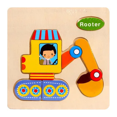 QWZ Baby Toys Wooden Puzzle Cute Cartoon Animal Intelligence Kids Educational Brain Teaser Children Tangram Shapes Jigsaw Gifts