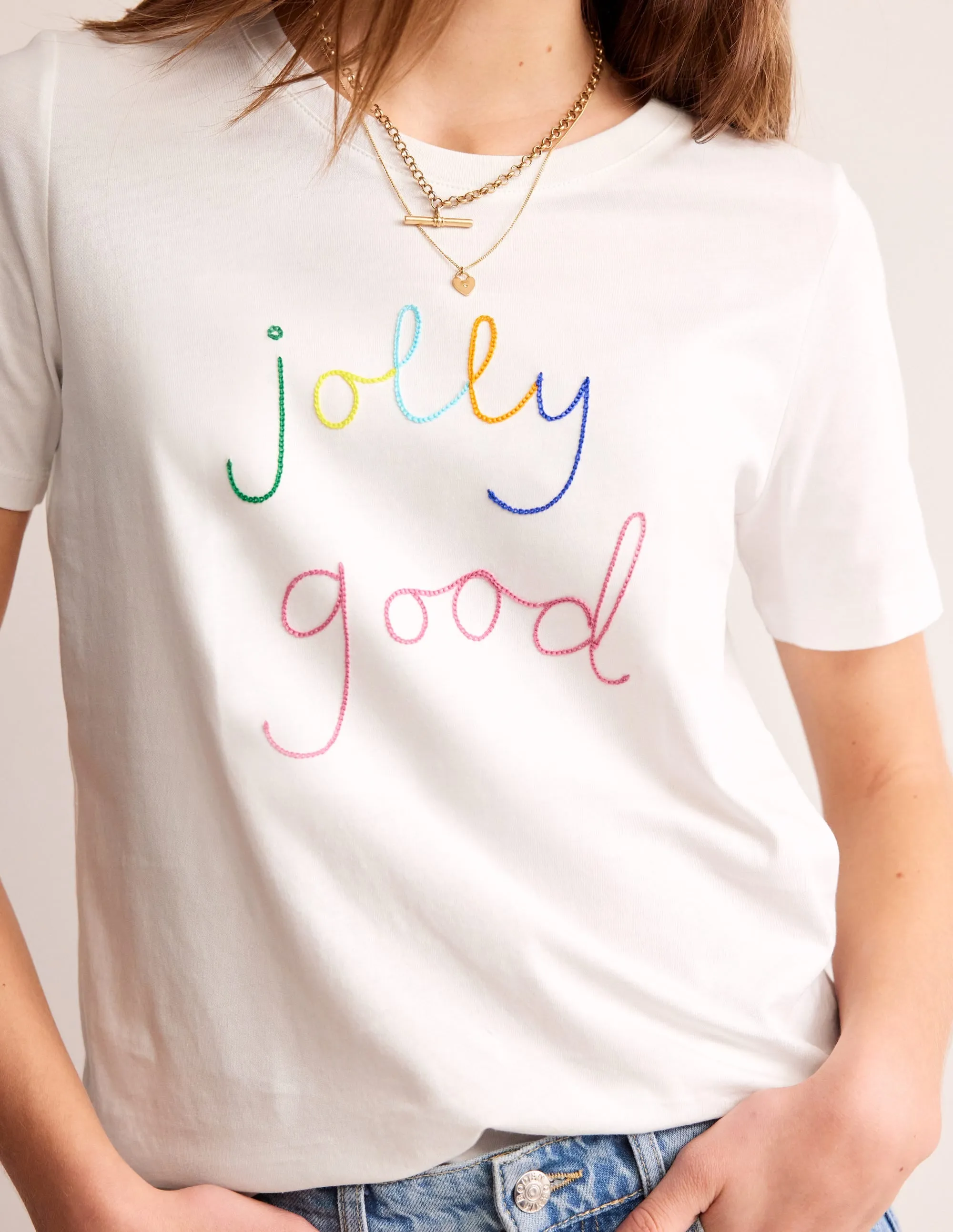Rosa Embroidered T-Shirt-Jolly Good