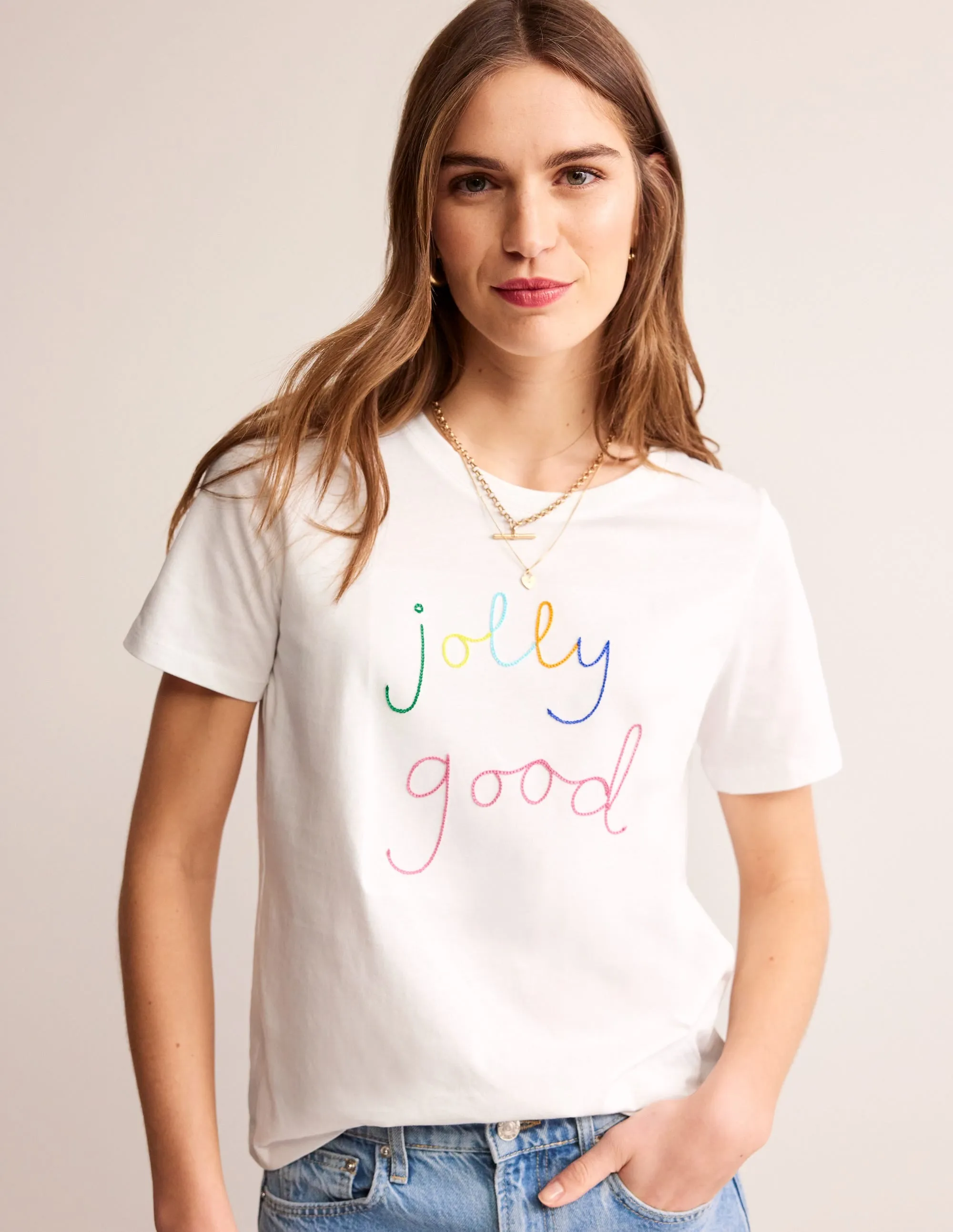 Rosa Embroidered T-Shirt-Jolly Good
