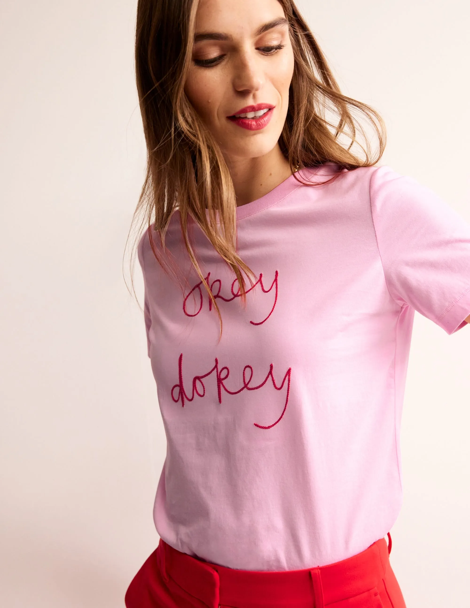 Rosa Embroidered T-Shirt-Sweet Lilac, Okey Dokey