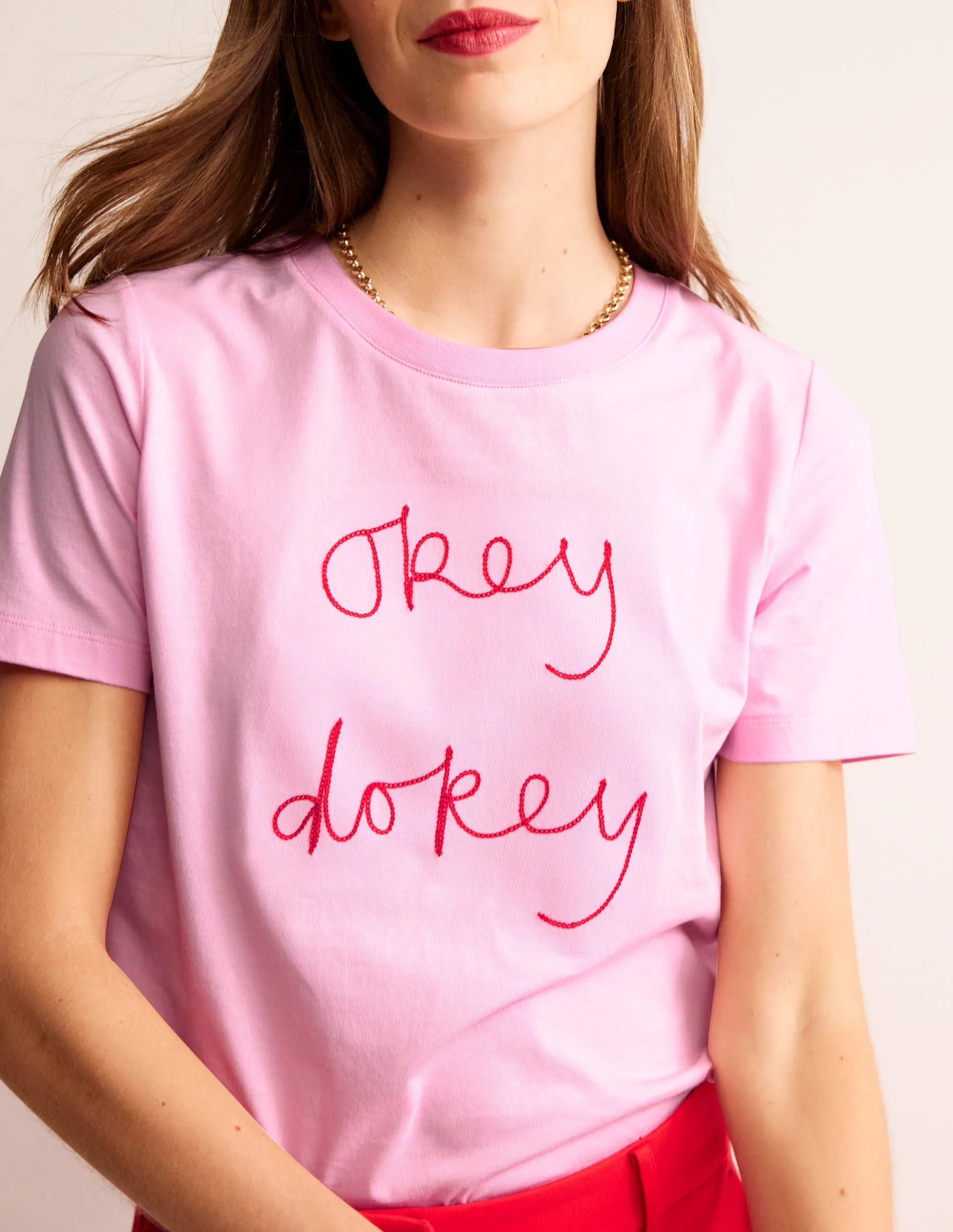 Rosa Embroidered T-Shirt-Sweet Lilac, Okey Dokey